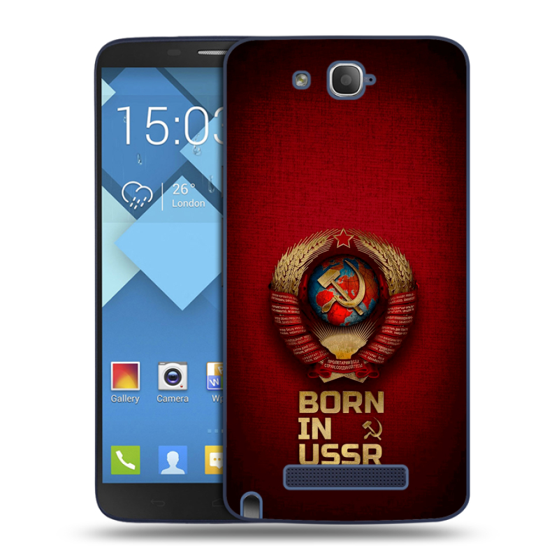 Пластиковый чехол на Alcatel One Touch Hero с принтом Флаг Герб СССР Пластиковый чехол на Alcatel One Touch Hero с принтом Флаг Герб СССР