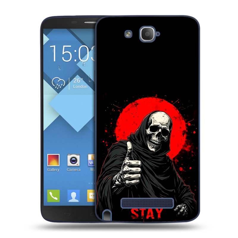Пластиковый чехол на Alcatel One Touch Hero с принтом смешной скелет Пластиковый чехол на Alcatel One Touch Hero с принтом смешной скелет