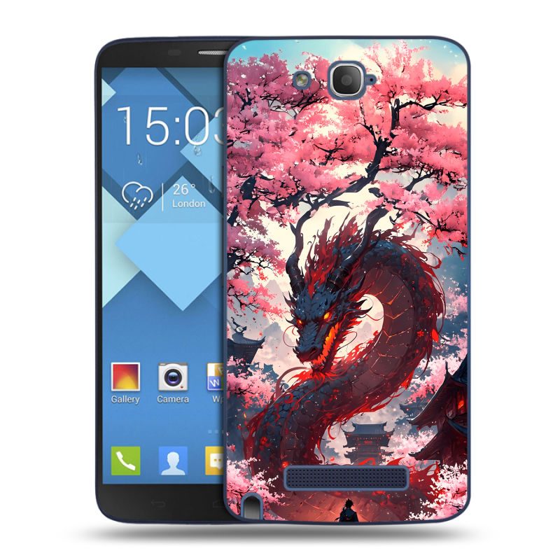 Пластиковый чехол на Alcatel One Touch Hero с принтом Дракон Японский Пластиковый чехол на Alcatel One Touch Hero с принтом Дракон Японский