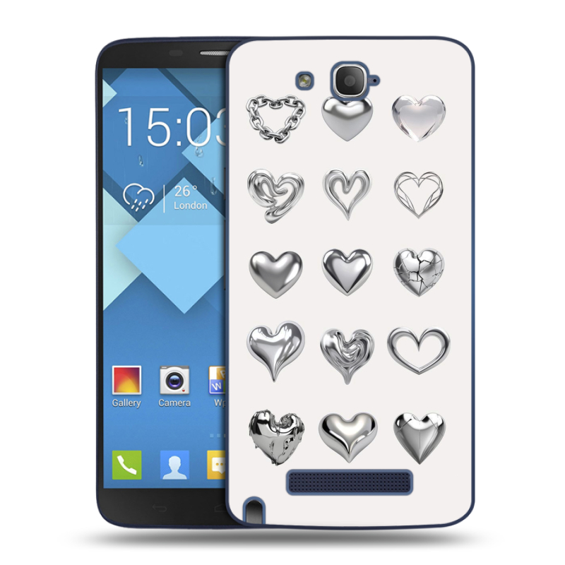 Пластиковый чехол на Alcatel One Touch Hero с принтом Y2K сердечки Пластиковый чехол на Alcatel One Touch Hero с принтом Y2K сердечки