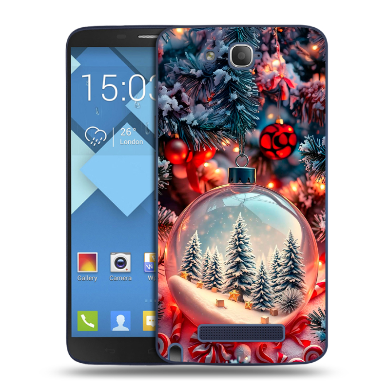 Пластиковый чехол на Alcatel One Touch Hero с принтом Новый год Пластиковый чехол на Alcatel One Touch Hero с принтом Новый год