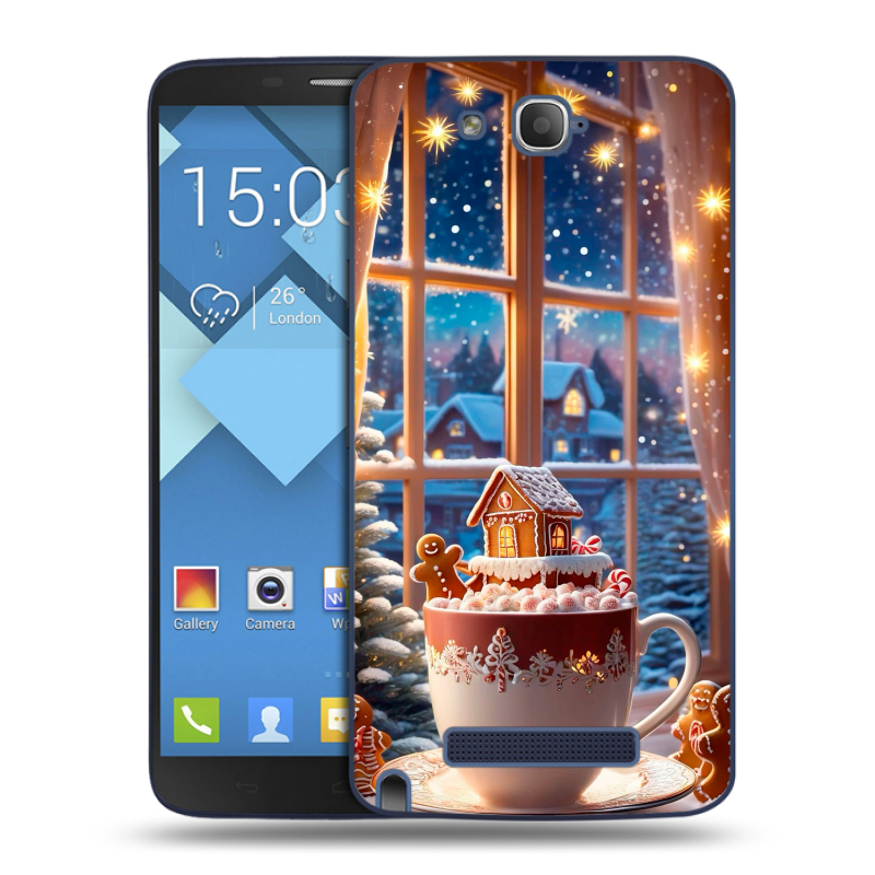 Пластиковый чехол на Alcatel One Touch Hero с принтом Новый год Пластиковый чехол на Alcatel One Touch Hero с принтом Новый год