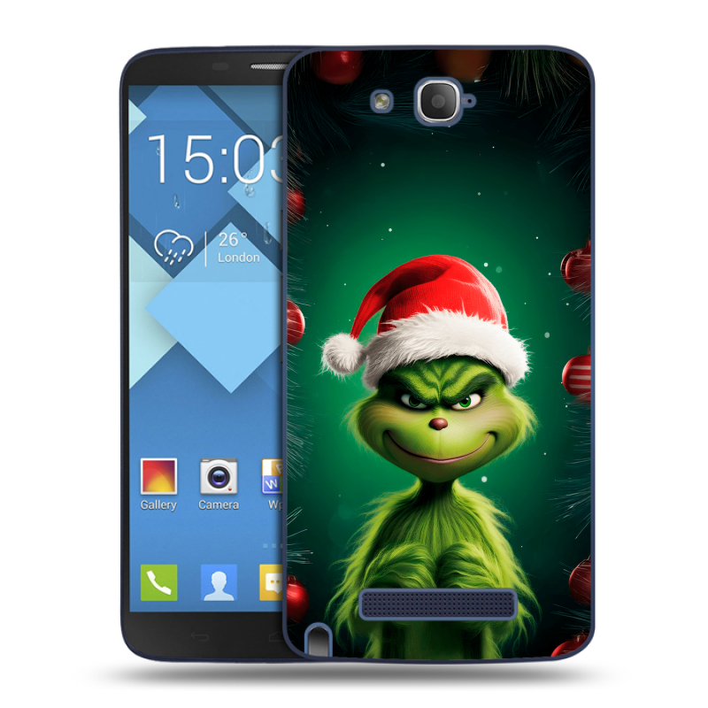 Пластиковый чехол на Alcatel One Touch Hero с принтом Гринч Новый год Рождество Пластиковый чехол на Alcatel One Touch Hero с принтом Гринч Новый год Рождество