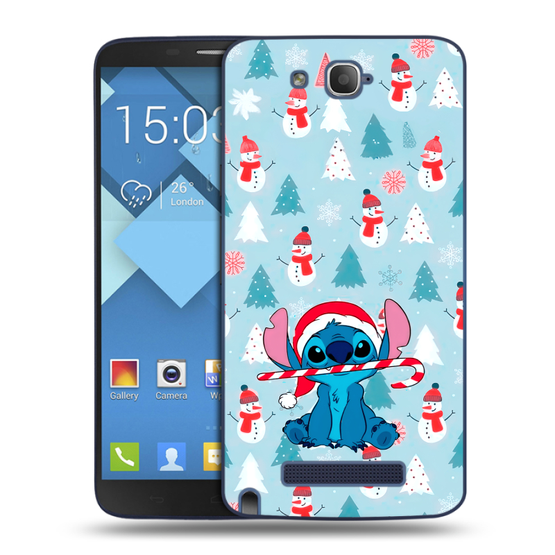 Пластиковый чехол на Alcatel One Touch Hero с принтом Стич Новый год Пластиковый чехол на Alcatel One Touch Hero с принтом Стич Новый год