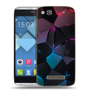 Пластиковый чехол на Alcatel One Touch Idol Alpha с принтом Геометрия неона