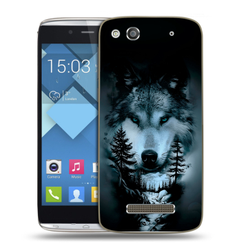 Пластиковый чехол на Alcatel One Touch Idol Alpha с принтом Лесной волк