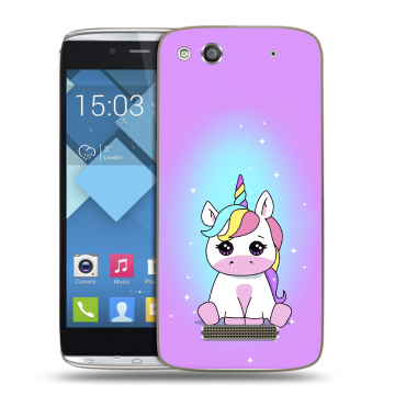Пластиковый чехол на Alcatel One Touch Idol Alpha с принтом Единорог Пластиковый чехол на Alcatel One Touch Idol Alpha с принтом Единорог