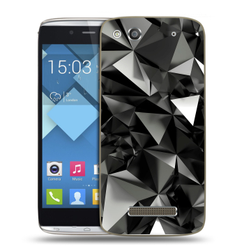 Пластиковый чехол на Alcatel One Touch Idol Alpha с принтом Черные кристаллы Пластиковый чехол на Alcatel One Touch Idol Alpha с принтом Черные кристаллы