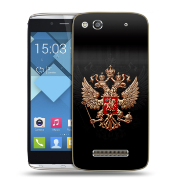 Пластиковый чехол на Alcatel One Touch Idol Alpha с принтом Герб России