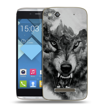 Пластиковый чехол на Alcatel One Touch Idol Alpha с принтом Волк