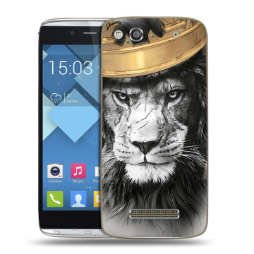 Пластиковый чехол на Alcatel One Touch Idol Alpha с принтом Лев с короной Пластиковый чехол на Alcatel One Touch Idol Alpha с принтом Лев с короной