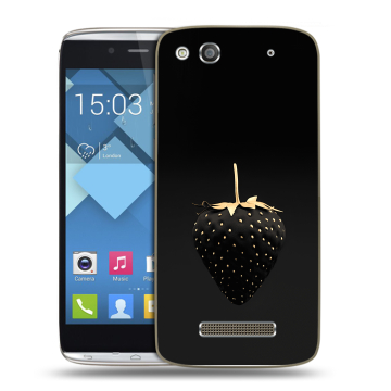 Пластиковый чехол на Alcatel One Touch Idol Alpha с принтом Черная клубника