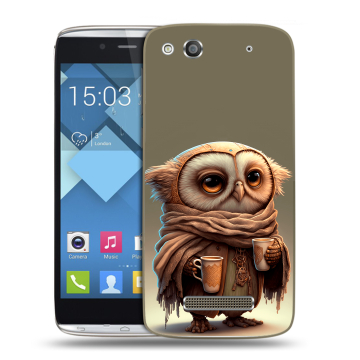 Пластиковый чехол на Alcatel One Touch Idol Alpha с принтом Сова