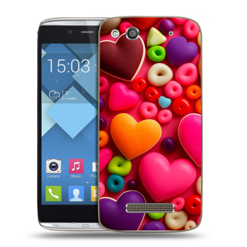 Пластиковый чехол на Alcatel One Touch Idol Alpha с принтом Сердечки Пластиковый чехол на Alcatel One Touch Idol Alpha с принтом Сердечки