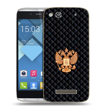 Пластиковый чехол на Alcatel One Touch Idol Alpha с принтом Герб России принт
