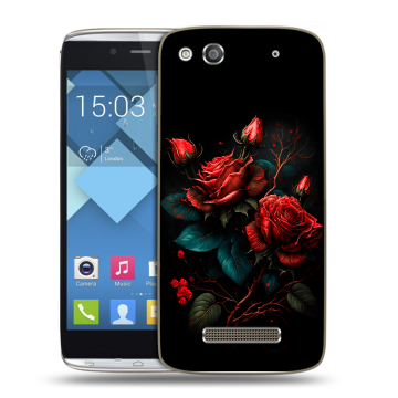 Пластиковый чехол на Alcatel One Touch Idol Alpha с принтом Розы красные