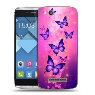 Пластиковый чехол на Alcatel One Touch Idol Alpha с принтом Бабочки Пластиковый чехол на Alcatel One Touch Idol Alpha с принтом Бабочки