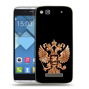 Пластиковый чехол на Alcatel One Touch Idol Alpha с принтом Герб России золотой Пластиковый чехол на Alcatel One Touch Idol Alpha с принтом Герб России золотой