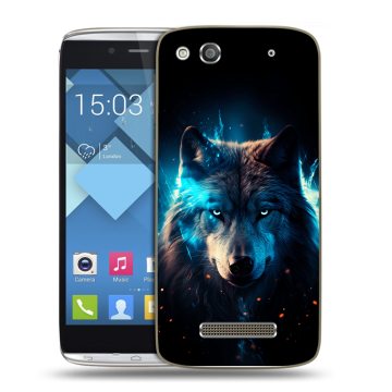 Пластиковый чехол на Alcatel One Touch Idol Alpha с принтом Волк ночной