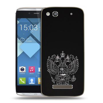 Пластиковый чехол на Alcatel One Touch Idol Alpha с принтом Герб России