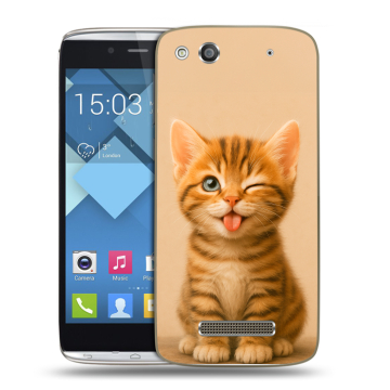 Пластиковый чехол на Alcatel One Touch Idol Alpha с принтом котенок Пластиковый чехол на Alcatel One Touch Idol Alpha с принтом котенок