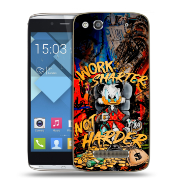 Пластиковый чехол на Alcatel One Touch Idol Alpha с принтом Дональд Дак Деньги