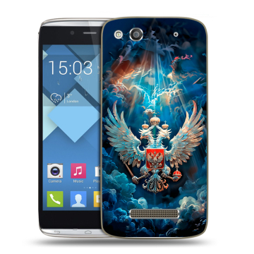 Пластиковый чехол на Alcatel One Touch Idol Alpha с принтом Герб флаг России Пластиковый чехол на Alcatel One Touch Idol Alpha с принтом Герб флаг России