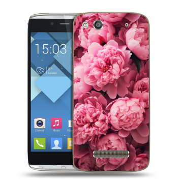 Пластиковый чехол на Alcatel One Touch Idol Alpha с принтом цветы пионы Пластиковый чехол на Alcatel One Touch Idol Alpha с принтом цветы пионы