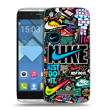 Пластиковый чехол на Alcatel One Touch Idol Alpha с принтом найк nike черный Пластиковый чехол на Alcatel One Touch Idol Alpha с принтом найк nike черный