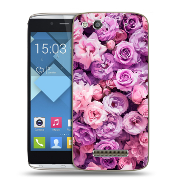 Пластиковый чехол на Alcatel One Touch Idol Alpha с принтом лавандовые розы