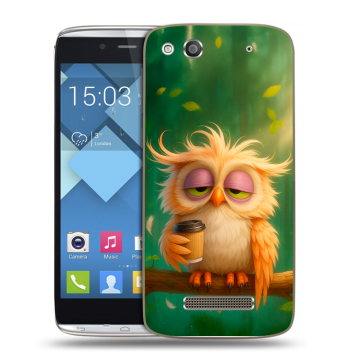 Пластиковый чехол на Alcatel One Touch Idol Alpha с принтом сова