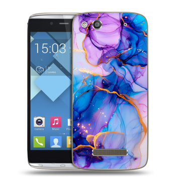 Пластиковый чехол на Alcatel One Touch Idol Alpha с принтом синий мрамор Пластиковый чехол на Alcatel One Touch Idol Alpha с принтом синий мрамор
