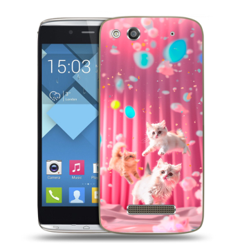 Пластиковый чехол на Alcatel One Touch Idol Alpha с принтом милые котики