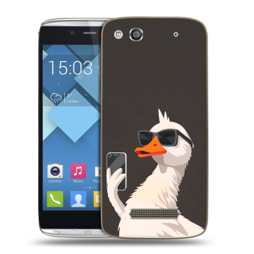 Пластиковый чехол на Alcatel One Touch Idol Alpha с принтом утка в очках Пластиковый чехол на Alcatel One Touch Idol Alpha с принтом утка в очках