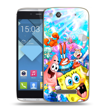 Пластиковый чехол на Alcatel One Touch Idol Alpha с принтом спанчбоб спанч боб