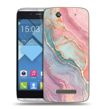 Пластиковый чехол на Alcatel One Touch Idol Alpha с принтом розовый мрамор Пластиковый чехол на Alcatel One Touch Idol Alpha с принтом розовый мрамор