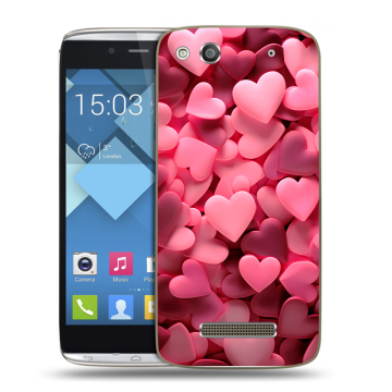 Пластиковый чехол на Alcatel One Touch Idol Alpha с принтом розовые сердечки Пластиковый чехол на Alcatel One Touch Idol Alpha с принтом розовые сердечки