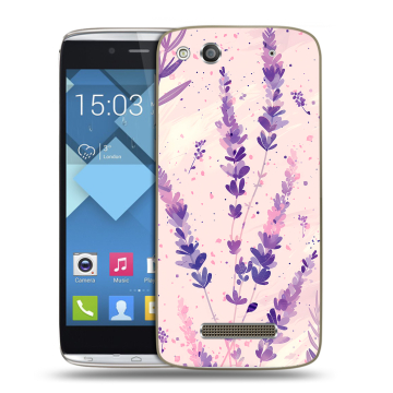 Пластиковый чехол на Alcatel One Touch Idol Alpha с принтом цветы лаванда Пластиковый чехол на Alcatel One Touch Idol Alpha с принтом цветы лаванда