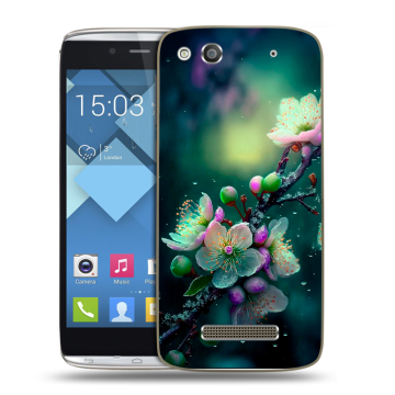 Пластиковый чехол на Alcatel One Touch Idol Alpha с принтом Цветы и мрамор