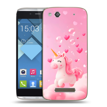 Пластиковый чехол на Alcatel One Touch Idol Alpha с принтом Единорог