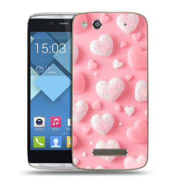 Пластиковый чехол на Alcatel One Touch Idol Alpha с принтом Сердечки