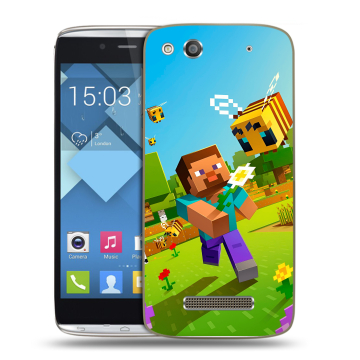 Пластиковый чехол на Alcatel One Touch Idol Alpha с принтом Майнкрафт Minecraft