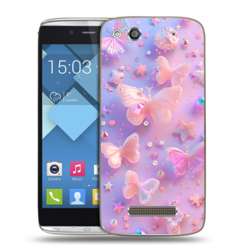Пластиковый чехол на Alcatel One Touch Idol Alpha с принтом Бабочки