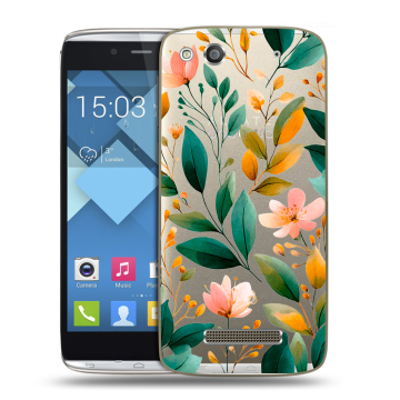 Пластиковый чехол на Alcatel One Touch Idol Alpha с принтом Цветы паттерн