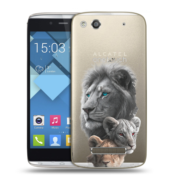 Пластиковый чехол на Alcatel One Touch Idol Alpha с принтом Львы