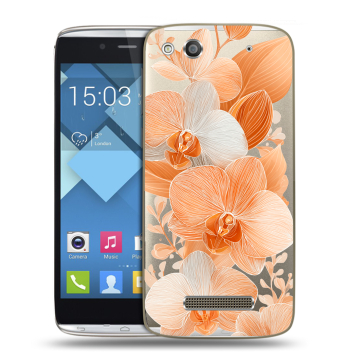 Пластиковый чехол на Alcatel One Touch Idol Alpha с принтом Бежевые цветы