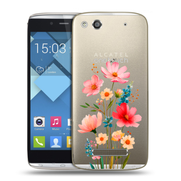 Пластиковый чехол на Alcatel One Touch Idol Alpha с принтом Цветы