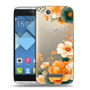 Пластиковый чехол на Alcatel One Touch Idol Alpha с принтом Цветы принт