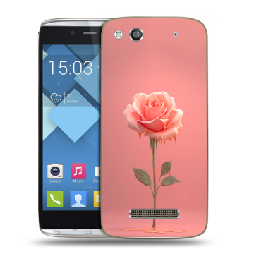 Пластиковый чехол на Alcatel One Touch Idol Alpha с принтом Розовая роза