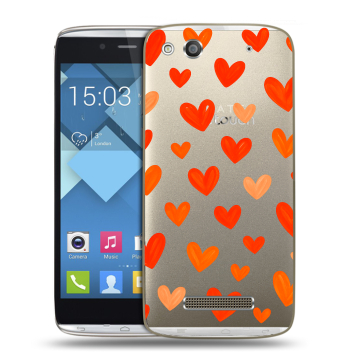 Пластиковый чехол на Alcatel One Touch Idol Alpha с принтом Сердечки